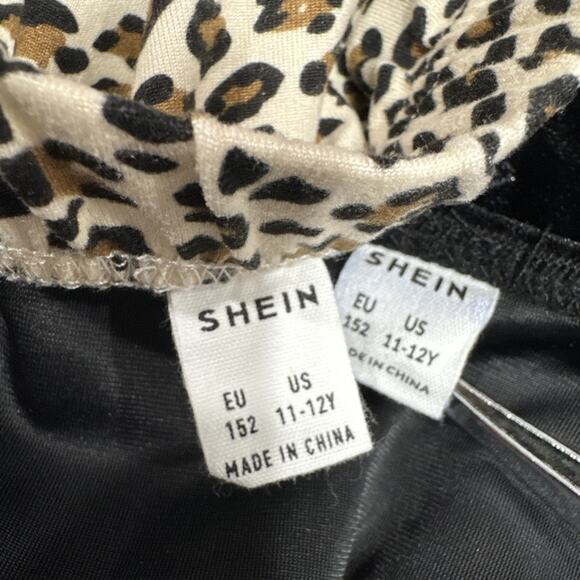 Lot of 2 Shein Balck Velour Butterflies Dress & Animal Print Skirt Girls 11/12 - Picture 7 of 7